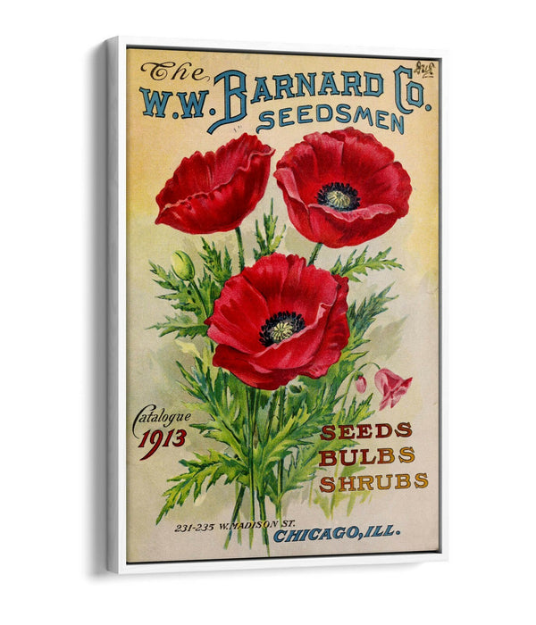 VINTAGE RETRO POPPY FLOWER POSTER -FLOAT EFFECT CANVAS ART PRINT