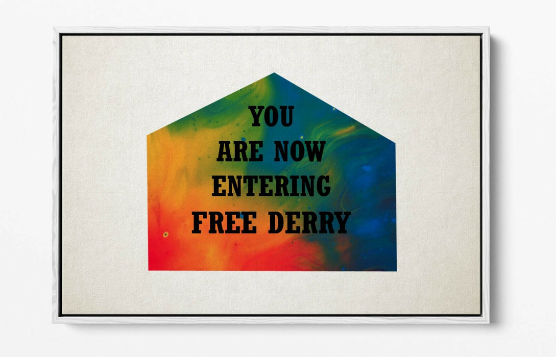FREE DERRY CORNER IRISH RAINBOW, DERRY GIRLS -FLOAT EFFECT CANVAS ART PRINT
