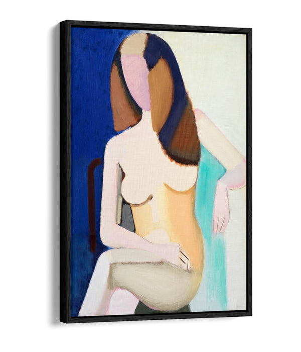 Float Effect Canvas Art – Seated Female Model | Premium Frame, Vibrant Color Prints