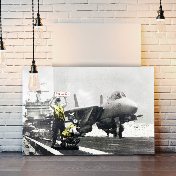 BANKSY APPLAUSE AIRCRAFT CARRIER CANVAS STREET WALL ART GRAFFITI PRINT ARTWORK