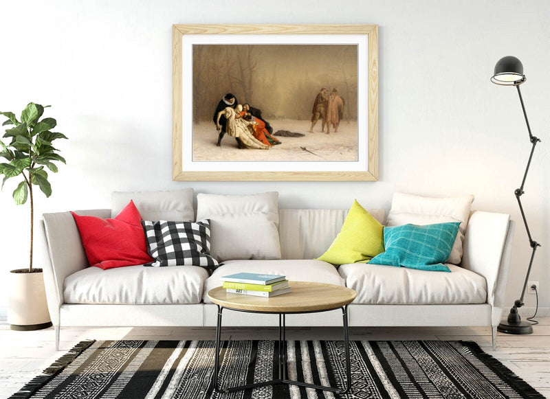 Framed Wall Art Poster – Jean-Leon Gerome Duel After Masquerade Print with Woodgrain Frame