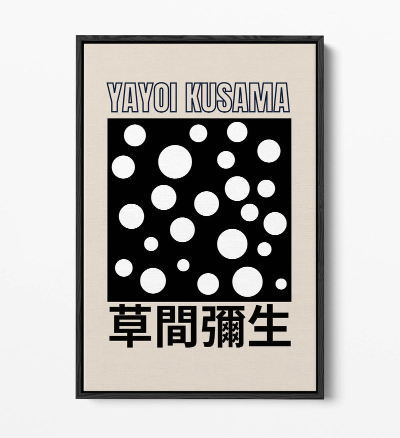 Canvas Art Print – Contemporary Black and White Polka Dot Decor with Float Effect Frame