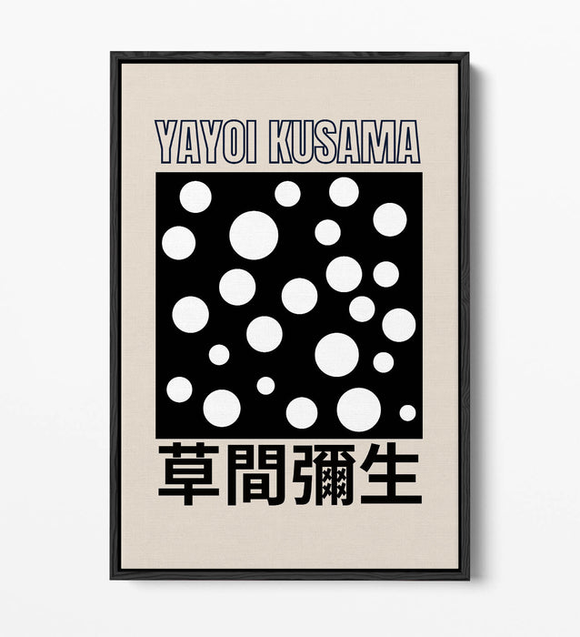 Canvas Art Print – Contemporary Black and White Polka Dot Decor with Float Effect Frame