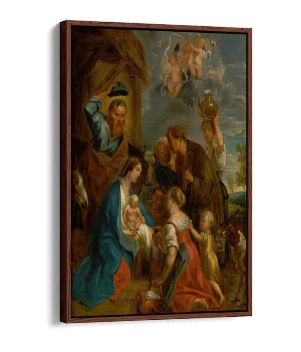 JACOB JORDAENS, ADORATION OF THE SHEPHERDS -FLOAT EFFECT CANVAS WALL ART PRINT
