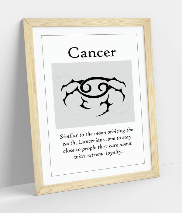 CANCER STAR SIGN ZODIAC ASTOLOGY QUOTE SLOGAN -FRAMED WALL ART PICTURE PRINT