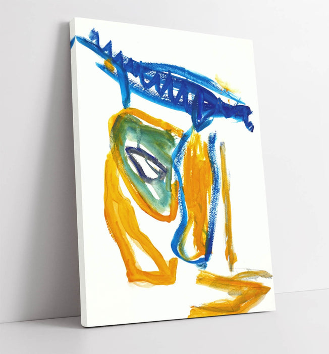 Abstract Canvas Art - Vibrant Yellow Blue Artwork | Premium Varnish Finish