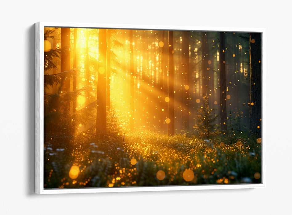 SPARKLING SUNLIGHT FOREST LANDSCAPE HOME DECOR FLOAT EFFECT CANVAS ART PRINT