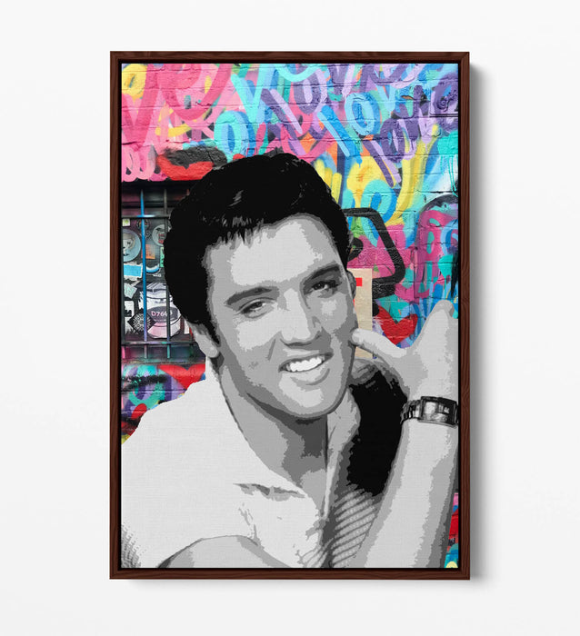 ELVIS PRESLEY GRAFFITI -FLOAT EFFECT CANVAS WALL ART PIC PRINT