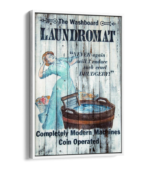 Vintage Canvas Wall Art - Blue Laundry Room Print | Float Effect, Ready to Hang