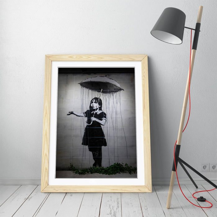 Banksy Umbrella Girl Art | Modern Bedroom Decor | Ready To Hang Frame
