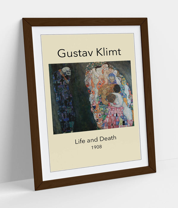 Framed Wall Art Gustav Klimt Print - Life And Death Poster With Faux Wood Frame