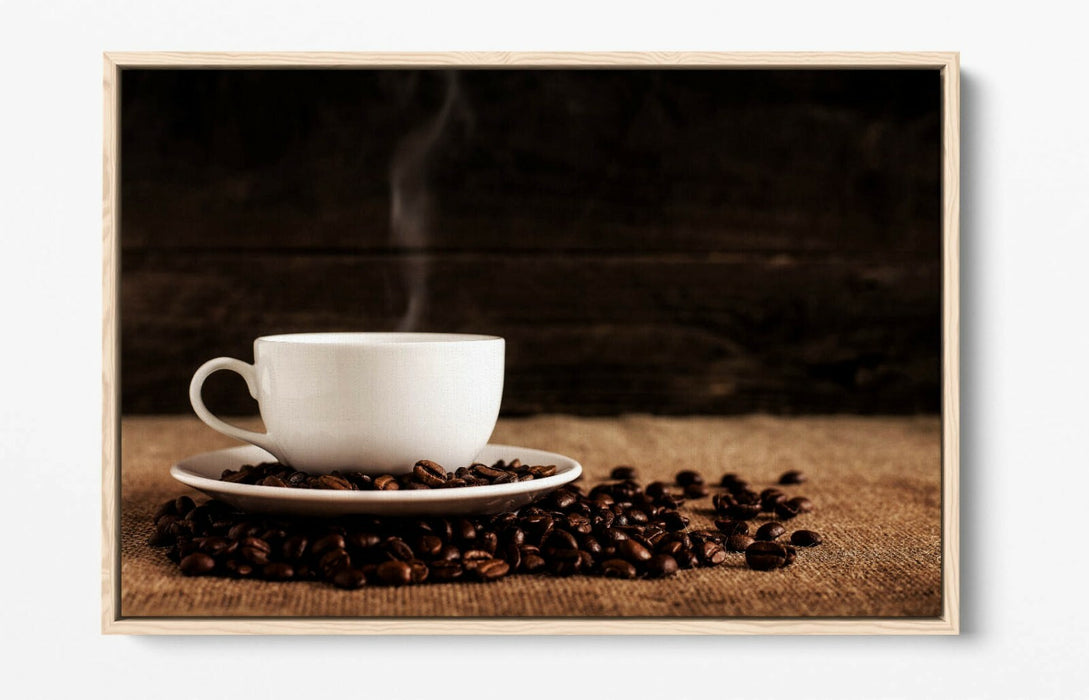 Canvas Wall Art - Coffee Cup Canvas With Float Effect | Handmade UK Premium Varnish Finish