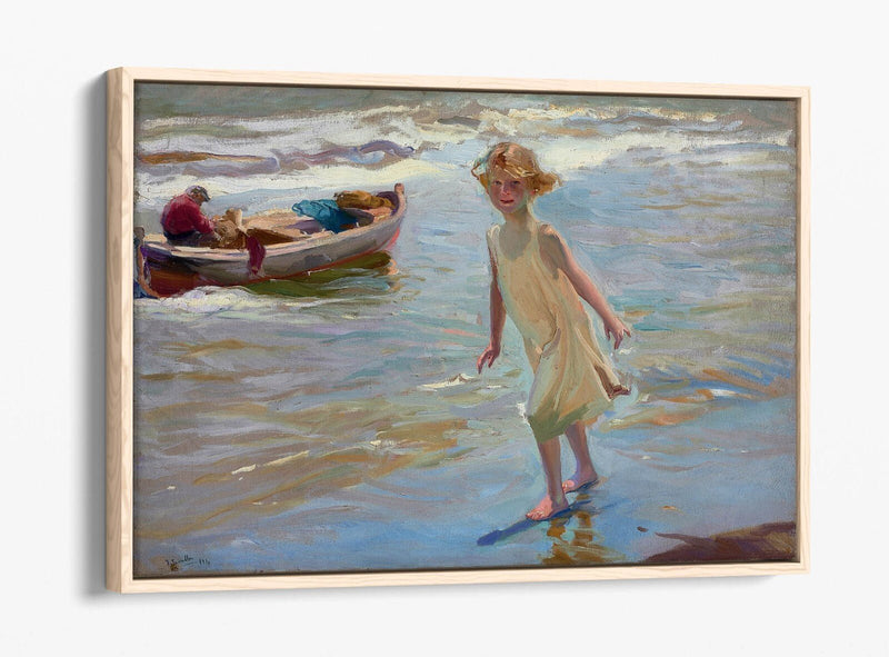 Float Effect Canvas Art - Joaquin Sorolla Girl On The Beach Premium Wall Decor