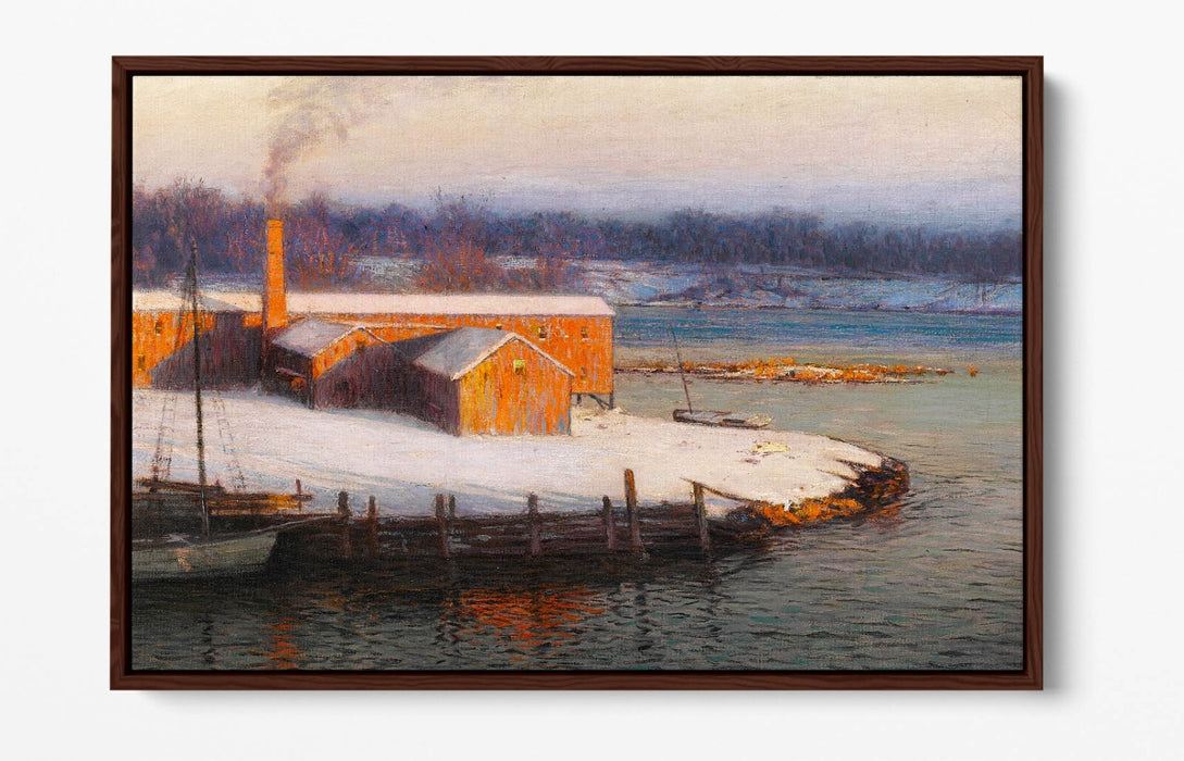 L. BIRGE HARRISON, THE RED MILL AT COS COB -FLOAT EFFECT CANVAS WALL ART PRINT