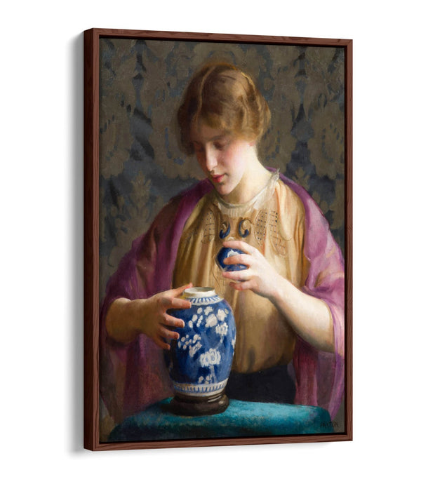 Float Effect Canvas Art - Blue Jar Canvas Print With Premium Varnish Finish