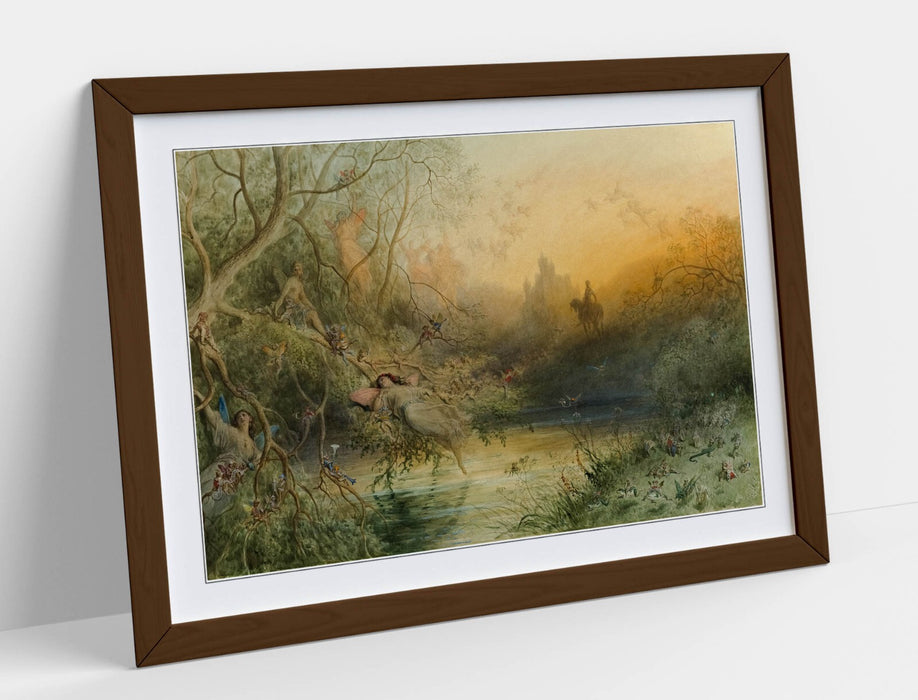 Framed Wall Art Poster - Gustave Dore Print With Woodgrain Frame Finish