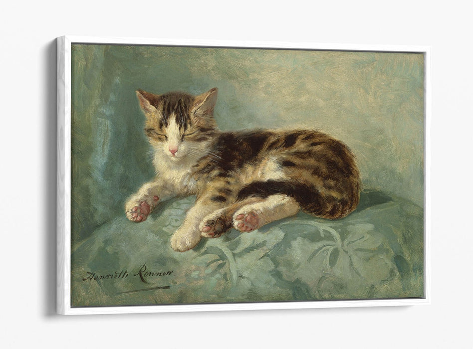 Float Effect Canvas Art – Henriette Ronner Knip Cat Nap Painting on 30mm Deep Frame