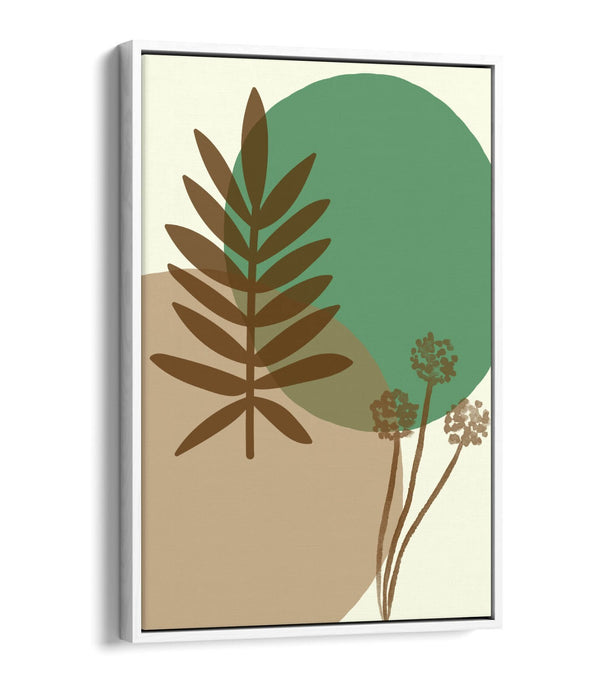BOTANICAL BAUHAUS TRENDY MINIMALIST LEAVES -FLOAT EFFECT CANVAS WALL ART PRINT