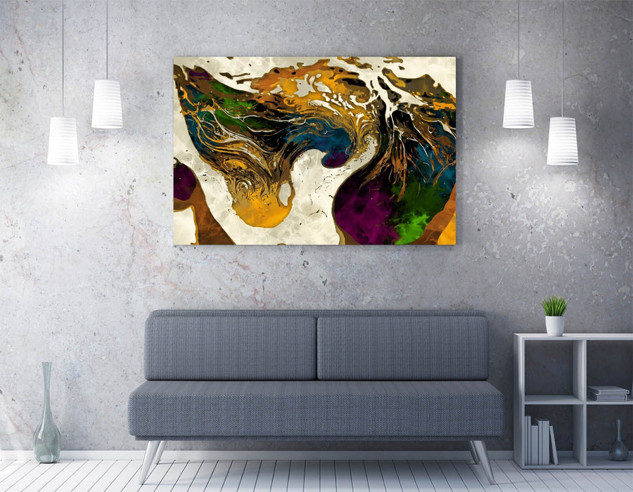 Abstract Canvas Wall Art – Multi Colour Framed Canvas Print | Bedroom Decor