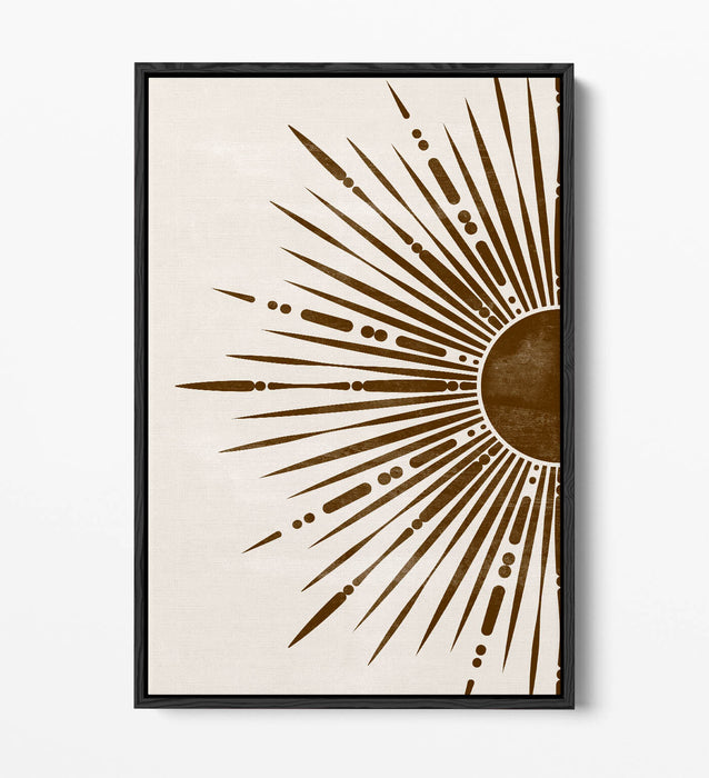 Boho Canvas Wall Art - Bronze Sun Illustration | Float Effect Canvas Print