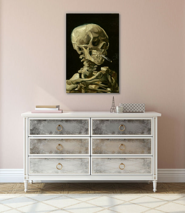 Van Gogh Skeleton Head  CigaretteCANVAS WALL ART ARTWORK 30MM DEEP FRAMED PRINT