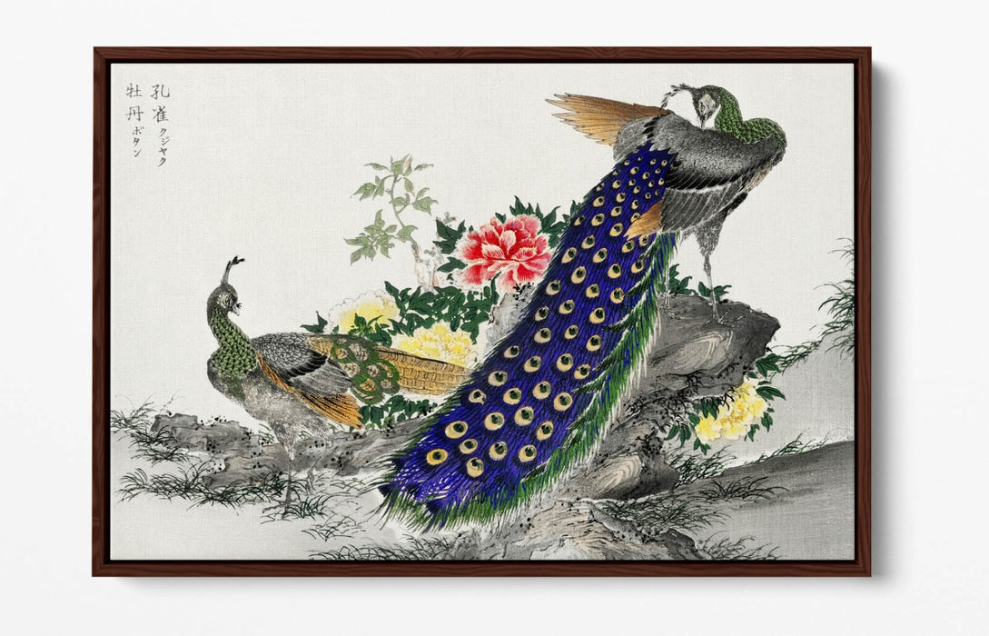 Canvas Wall Art Print - Peacock And Peony Float Effect | Handmade UK Canvas Art