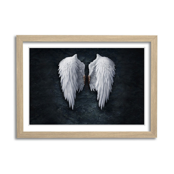 BANKSY  FALLEN BROKEN ANGEL WINGS STREET ART FRAMED POSTER PICTURE PRINT WHITE