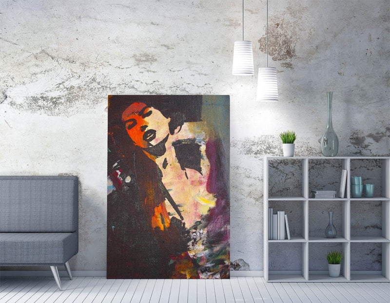 Abstract Graffiti Canvas - Multicolour Portrait Woman Wall Art Print Ready to Hang