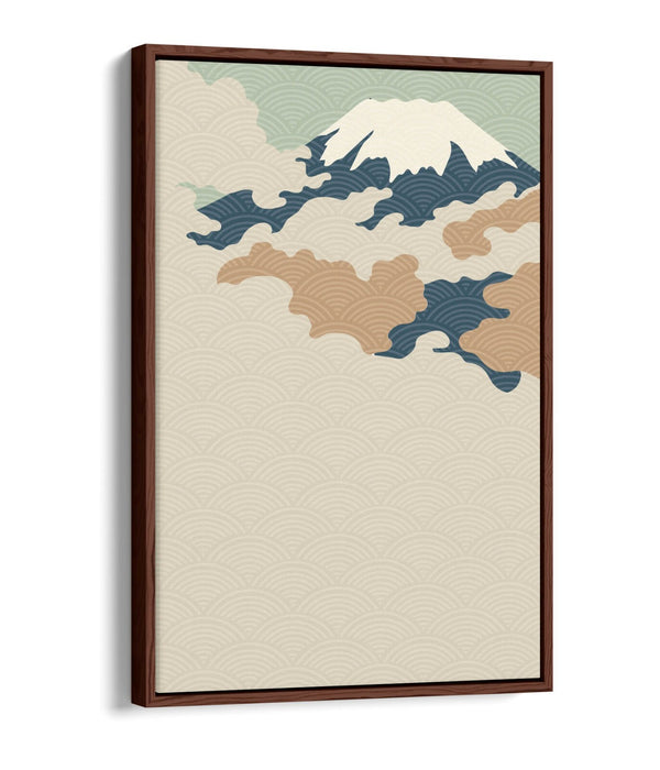 Fuji Mountain Canvas - Minimalist Abstract Wall Art With Float Effect Frame