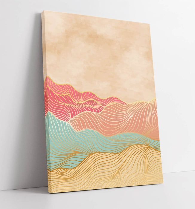 Abstract Canvas Wall Art - Multi Colour Mountains Canvas Print Ready To Hang
