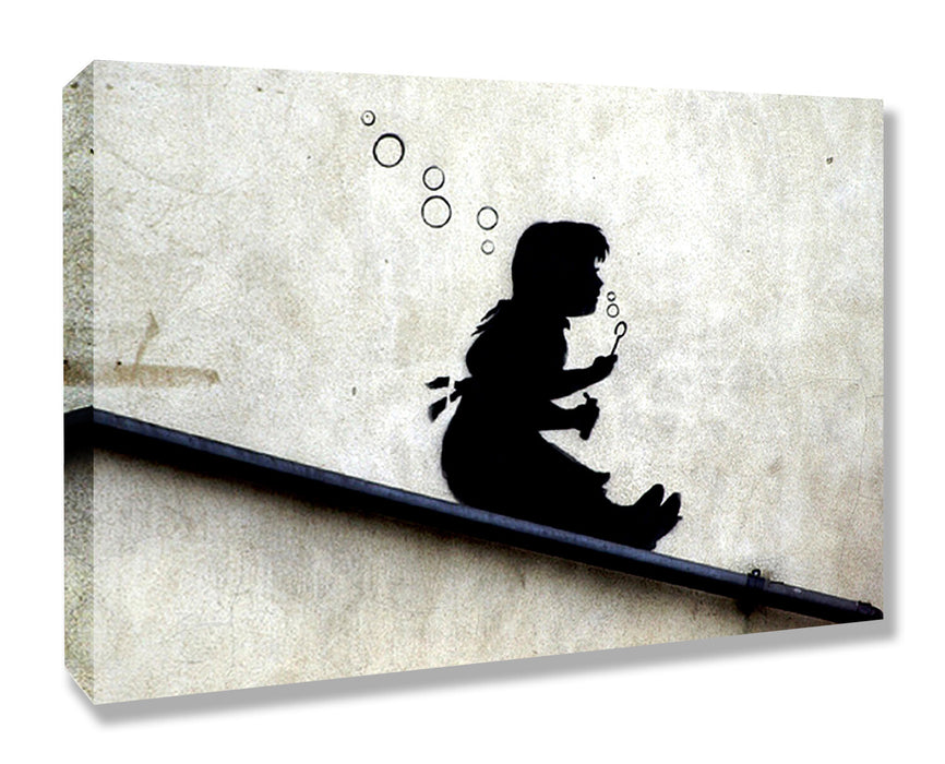 BANKSY CANVAS STREET WALL ART PRINT ARTWORK - SLIDE