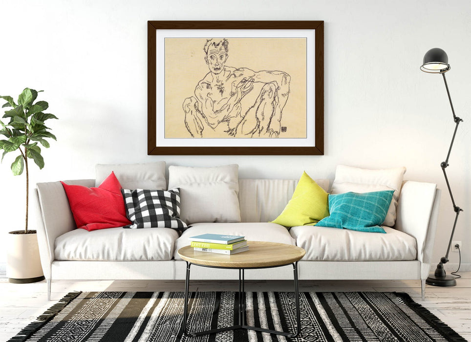 Framed Art Poster - Nude Self Portrait Print | Museum Quality Wall Art Decor