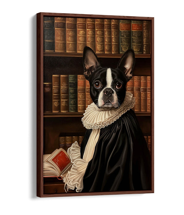 Boston Terrier Canvas Art - Funny Dog Portrait on Float Effect Canvas Print