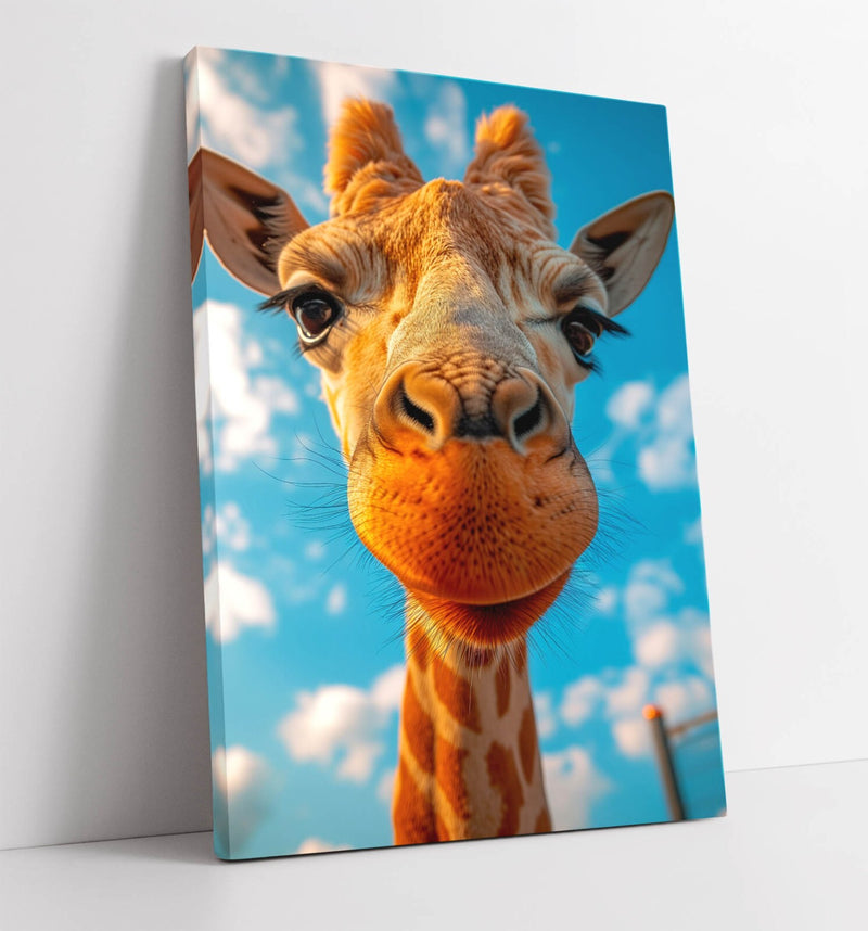 Giraffe Canvas Art - Funny Giraffe Portrait Print | Handmade Canvas Wall Decor