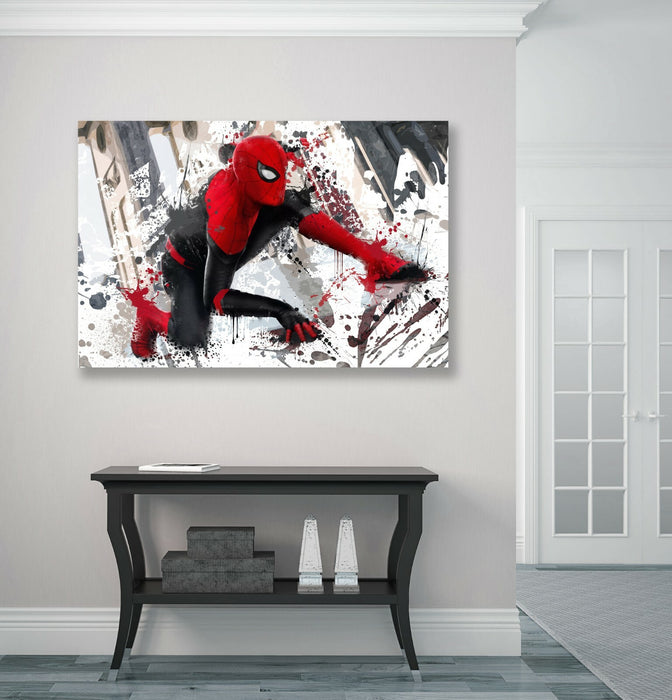 Spider Man Canvas Art – Marvel Superhero Wall Print for Kids Bedroom Decor
