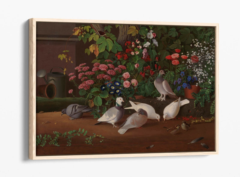 Canvas Wall Art Print - Handmade Garden Flower & Bird Float Effect on MDF Frame
