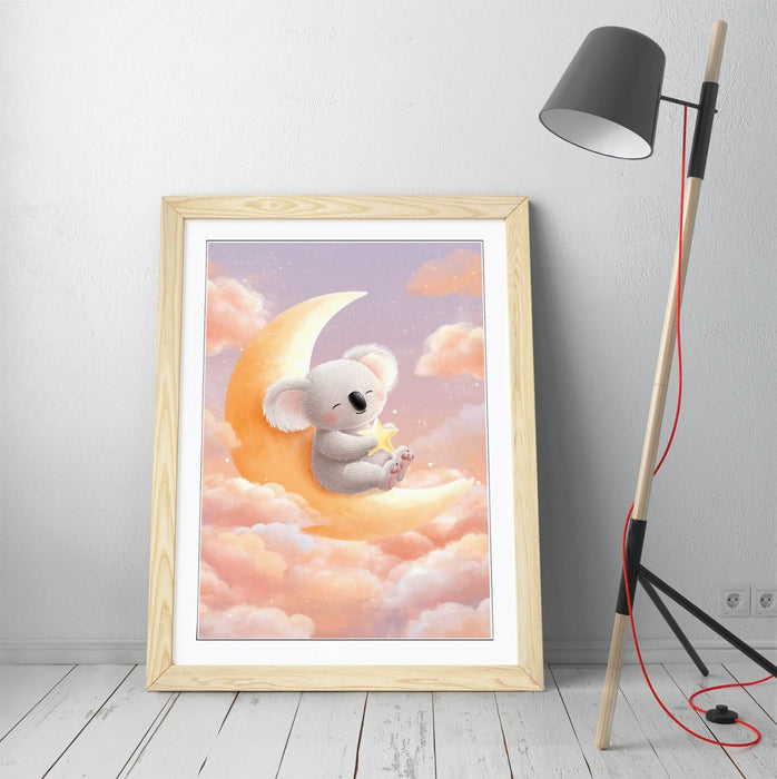 Baby Koala Wall Art – Framed Kids Bedroom Poster | Nursery Room Decor Print
