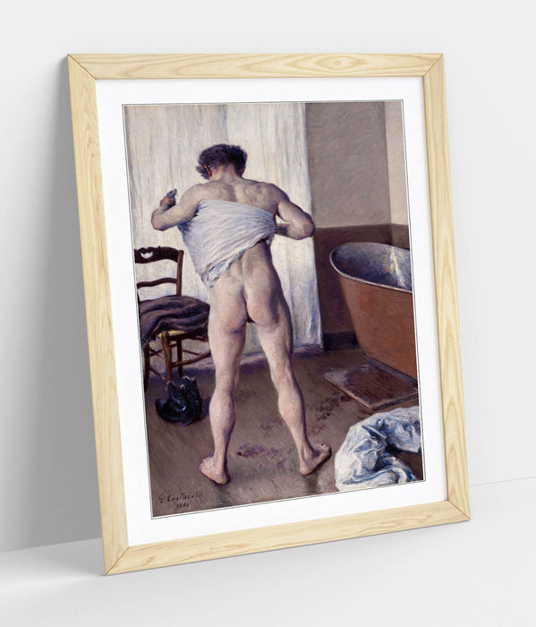 Framed Wall Art Poster - Gustave Caillebotte Man At His Bath, Matte Paper Print