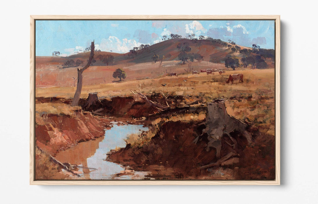 Canvas Wall Art - Arthur Streeton The Creek | Float Effect Canvas Print With Premium Frame