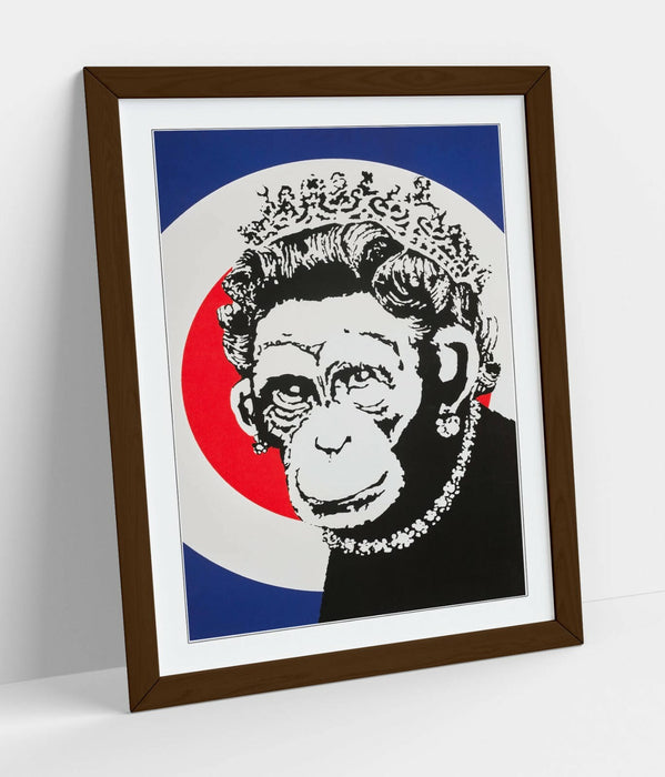 BANKSY MONKEY QUEEN ART FRAMED POSTER PICTURE PRINT ARTWORK GRAFFITI- RED BLUE