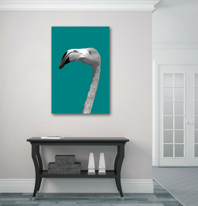 Flamingo Canvas Art – Black And White Teal Wall Decor On Premium Canvas Print