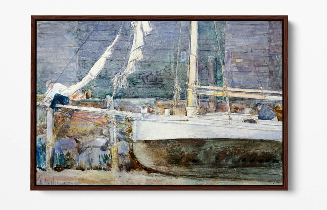 Canvas Wall Art - Childe Hassam Drydock Gloucester | Float Effect Premium Frame
