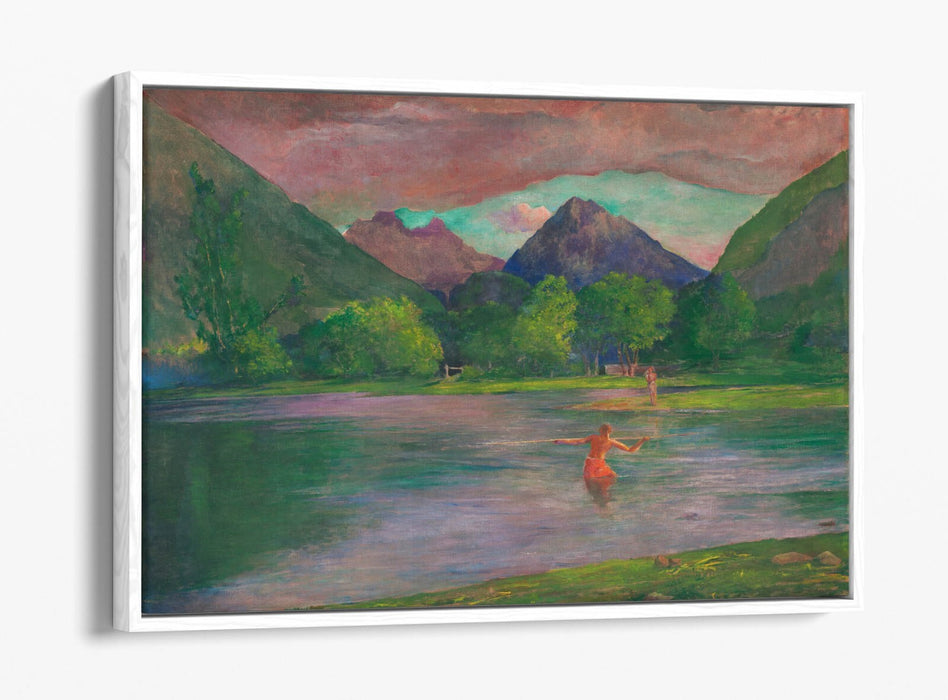 Canvas Wall Art Print - Fisherman Spearing Fish | Float Effect Canvas Decor