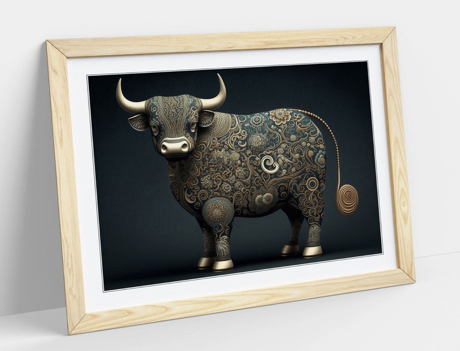 Highland Cow Wall Art – Wooden Framed Print With Matte Finish & Rustic Bedroom Decor