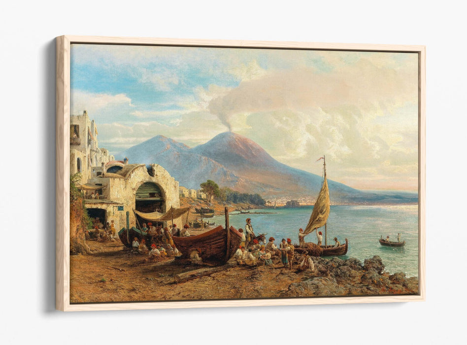Canvas Wall Art Print – Albert Arnz Fisherman in Bay of Naples | Float Effect