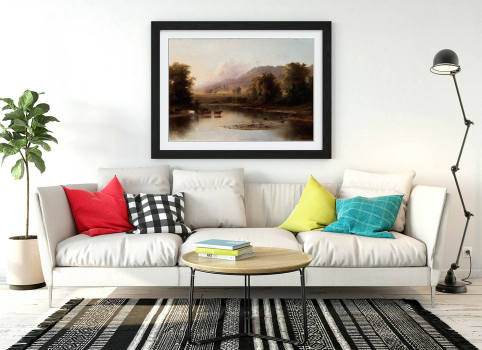 ROBERT S. DUNCANSON, VIEW OF ST ANNE'S RIVER -FRAMED WALL ART PICTURE PRINT
