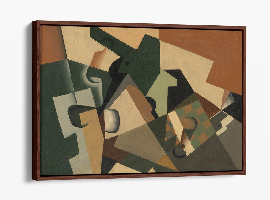 JUAN GRIS, GLASS AND CHECKERBOARD -FLOAT EFFECT CANVAS WALL ART PRINT