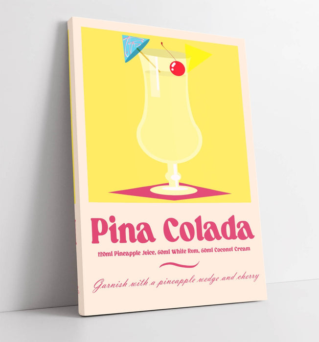 Pina Colada Poster - Vibrant Tropical Cocktail Decor Canvas Drink Print