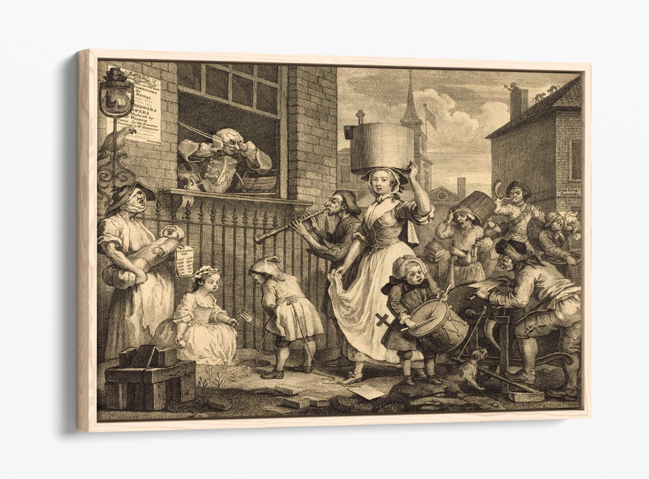 WILLIAM HOGARTH, THE ENRAGED MUSICIAN -FLOAT EFFECT CANVAS WALL ART PRINT