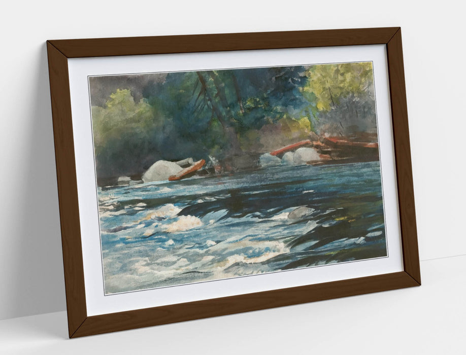 Framed Wall Art - Winslow Homer Hudson River Painting | Handmade Woodgrain Frame